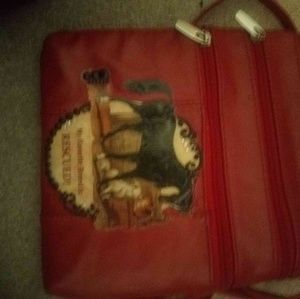 Genuine Red Leather Horse Purse